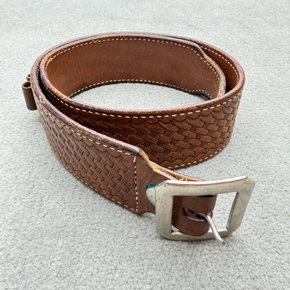 Vintage Bianchi B15 Leather 12 Cartridge Belt OWB Brown .38/45 Cal Size 36